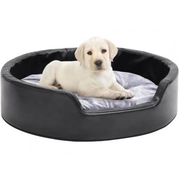 Cama para perros de felpa y cuero sintético negra y gris 69x59x19 cm