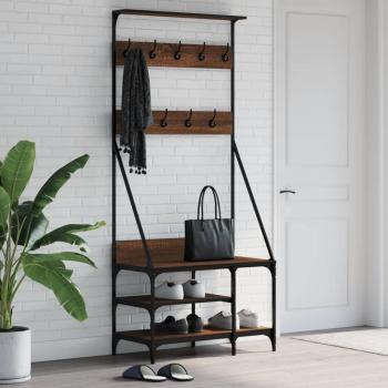 Perchero con soporte para zapatos Roble marrón 80x40x184 cm