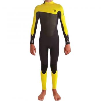 Billabong Junior Foil 5/4mm Back ZIP Wetsuit in Yellow Q45B03 Age / Size - 12 Years