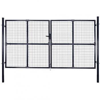 vidaXL Puerta de Malla de Jardín Acero Galvanizado 289x200 cm Gris Valla Patio
