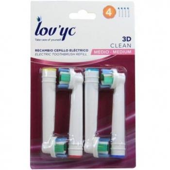 LOVYC Recambio cepillo eléctrico 3D Clean medio 4 u