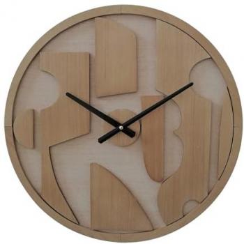 Reloj de Pared Redondo Marrón con Esfera Tallada, Estilo Moderno, MDF - Ø 50 cm x Fon 4,5 cm