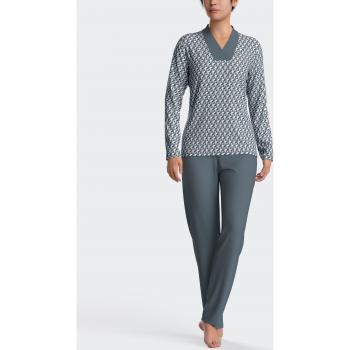 Pijama de mujer largo micromotivo estampado en algodón modal Impetus AZUL