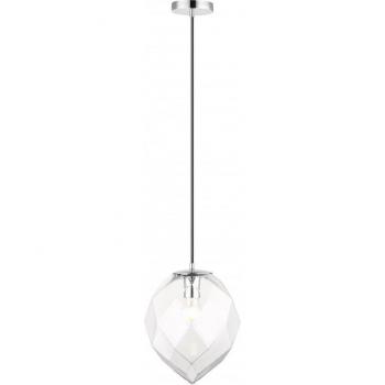 Plafón Zoe Negro 1 bombilla 33cm con luz de cristal transparente