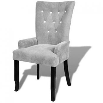 vidaXL Sillón de Salón Comedor Madera Tapizado con Terciopelo Plateado Asiento