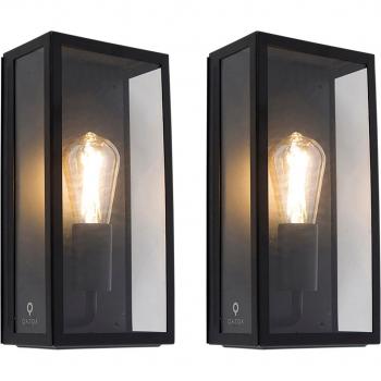 Set de 2 apliques de exterior negro IP44 con cristal - Rotterdam, moderno y adecuado para LED Max. 1 x 60 Watt