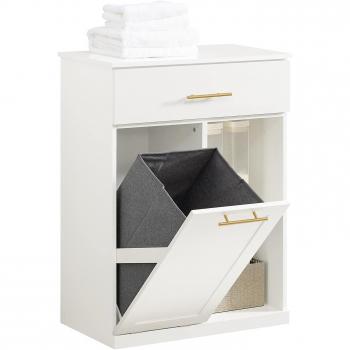 Gabinete de lavandería SoBuy BZR66-W con cajones y compartimentos de almacenamiento, color blanco, dimensiones 66 x 37 x 95 cm