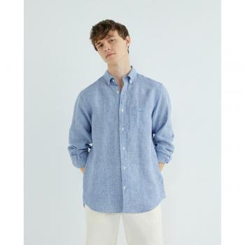 Camisa Regular Fit Houndstooth azul Gant
