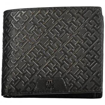 Tommy Hilfiger Men's Black Leather Wallet with Contrast Logo