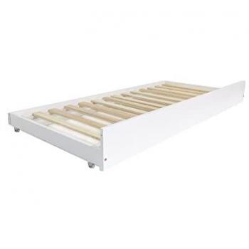 Cama de Arrastre Juvenil de Madera Blanca 90x180 cm con Barandilla