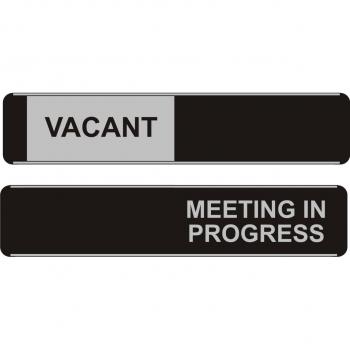 Seco Vacant/Meeting In Progress Sliding Sign, 255mm x 52mm - Aluminum/PVC