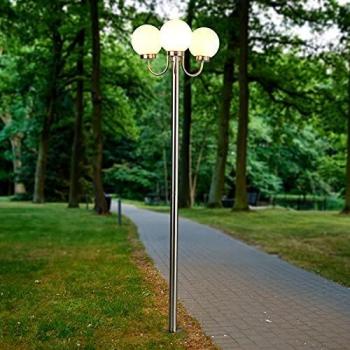 Farola exterior 'Laci' (Moderno) en Gris hecho de Acero (3 llamas, E27) de Lindby | candelabro, lámpara para exterior