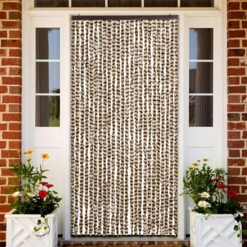 Cortina Mosquitera Chenille Beige y Marrón 100x220 cm