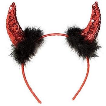Diadema Diabólica con Paillettes y Plumas - Accesorio para Disfraces de Halloween