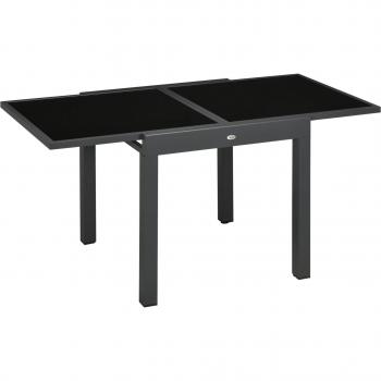Mesa de jardín extensible rectangular negro 75x80-160x80 cm