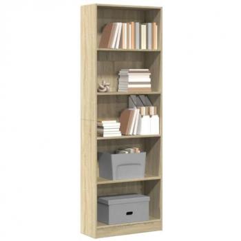 Estantería de Madera de Ingeniería Roble Sonoma 60x24x176 cm, Marrón, librería, estante de almacenamiento
