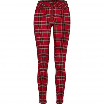 Urban Classic Women's Skinny Tartan Pants (Red/Black)