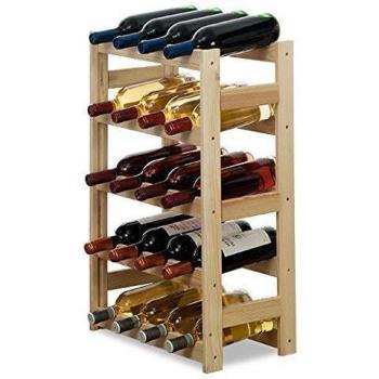 Modo24 – Botellero, Madera de Color Natural, Madera, Unbehandelt, 43,5 x 25 x 70 cm