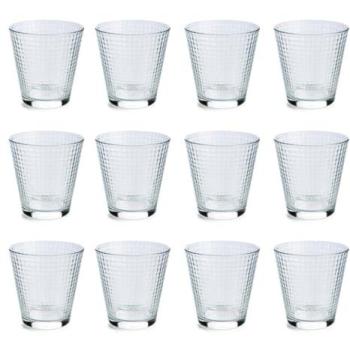 Set de 6 Vasos Bajos de Vidrio Transparente con Relieve 25CL - Ecológicos, Reciclables y de Larga Duración