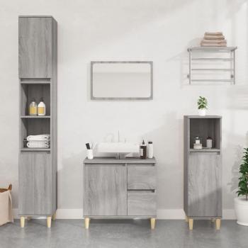 Armario de baño Sonoma gris 65x33x60 cm madera contrachapada