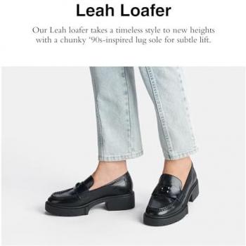 Coach Leah Black Leather Women's Loafers Size 35.5