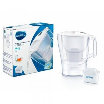 Jarra Purificadora de Agua Brita Aluna 2.4L con Filtro de Carbón Activado y Capacidad para Filtrar hasta 120 Litros - Color Blanco