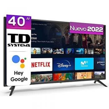 TD Systems - Smart TV Hey Google Official Assistant - Televisores 40 Pulgadas, Control por Voz, Chromecast, 3X HDMI, 2X USB. 3 años de garantía - K40DLX15GLE Modelo 2022