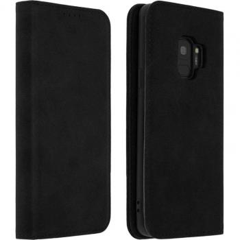 Funda tipo libro billetera vintage negra para Samsung Galaxy S9