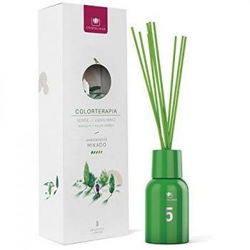 saanea CRISTALINAS. Ambientador Mikado Colorterapia de 125ml. Aroma Muguete y Hojas Verdes.