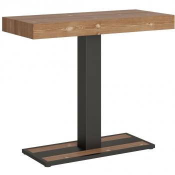 Consola extensible de abeto macizo marrón con patas de acero antracita, 40 a 290 cm - Mimo Premium