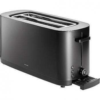Tostadora ZWILLING ENFINIGY® de 4 rebanadas, acero inoxidable, 2 ranuras largas, color negro con calentador de pan