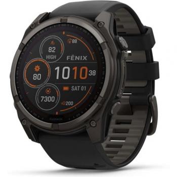 Garmin fenix 8 Solar Sapphire 51mm GPS Smartwatch with Carbon Gray DLC Titanium and Black/Pebble Gray Silicone Band