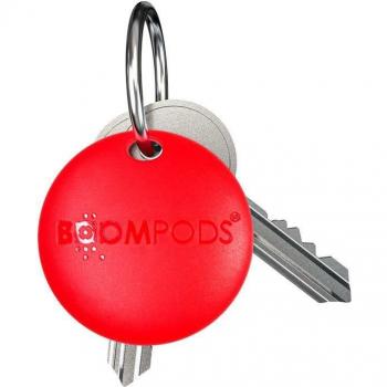 Boompods BOOMTAG Buscador de artículos Bluetooth rojo, dispositivo inteligente de seguimiento sostenible para llaves, cartera, equipaje, bolso y maletas