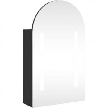 Mueble de baño con espejo arqueado y luz LED negro 42x13x70 cm