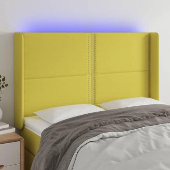 Cabecero LED de Tela Verde 147x16x118/128 cm