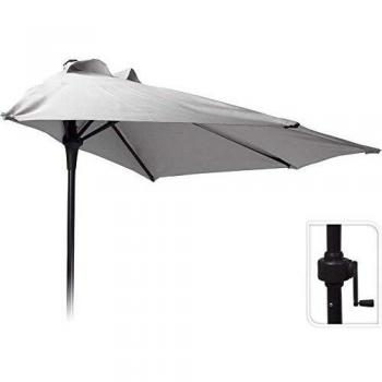 MaxxGarden Sombrilla Semicircular Ø 270 cm - Parasol para Pared de Jardín con Manivela y Mástil de Aluminio de Ø38 mm – para Terraza, Balcón – Base no incluida - Blanco