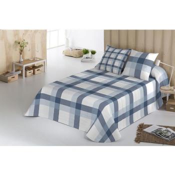 COLCHA BOUTI ICEHOME 100% ALGODÓN ESCOCÉS AZUL-BLANCO POPCORN - FABRICADO EN ESPAÑA