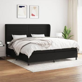 Cama box spring con colchón de tela negro 200x200 cm