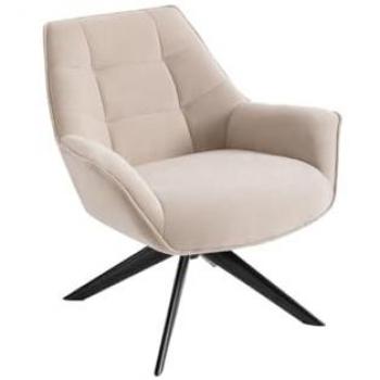 Sillón Giratorio Vintage de Tela Beige CANATO
