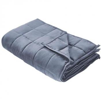 Manta Pesada Rectangular Azul 9 kg 150 x 200 cm Tejido de Poliéster Acolchado Relleno de Perlas de Vidrio