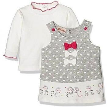 BRUMS Scamiciato Tubico C/Camicino, Vestido Para Bebés, Grigio Melange 01, 3M