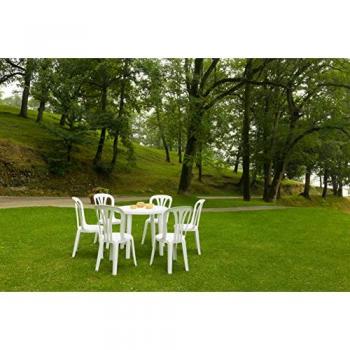 Mesa Jardín Redonda Resol Tossa 86cm Crema - Resistente a la Intemperie, Ligera y con Agujero para Sombrilla