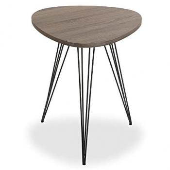 Mesa Auxiliar Versa Seatle, Moderna Mesilla Baja, Medidas (Al x L x An) 60 x 50 x 50 cm, Material: Madera y Metal, Color: Marrón y Negro