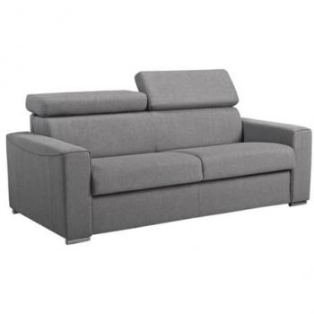 Sofá Cama de 3 Plazas Tela Gris Apertura Rápida VIZIR - Somier de Lamas 140 cm - Colchón de 18 cm