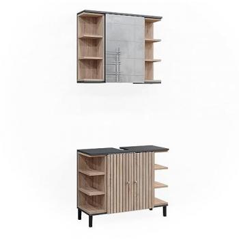 Conjunto de muebles de baño Aquis, 2 piezas, Sonoma y Anthracita, moderno