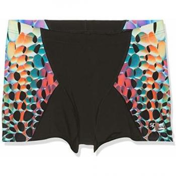 Speedo Placement Digital V Aquashort Am Bañador, Hombre, Black/Psycho Red/Pure Yellow, 32