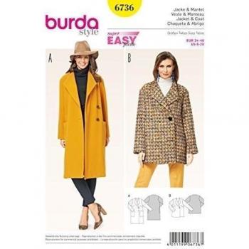 Burda 6736 Patron de Veste et Manteau, Blanco