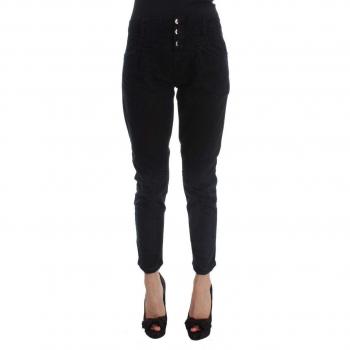 Black Cotton Slim Fit Cropped Jeans