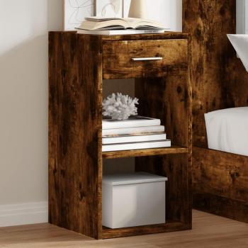 Mesita de noche 2 piezas roble ahumado 35x34x65 cm madera multicapa
