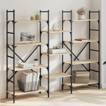 Estantería de madera de ingeniería 160x28,5x136,5 cm en colores Negro, Roble Sonoma y Roble ahumado - Mueble de Almacenaje para Oficina, Estudio y Dormitorio